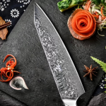 Chef-Messer Damaststahl Premium Olivenholz / Chef´s knife Damascus steel premium, olive wood – Bild 3