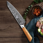 Chef-Messer Damaststahl Premium Olivenholz / Chef´s knife Damascus steel premium, olive wood – Bild 4