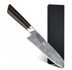 Santoku-Messer Damaststahl Premium Ebenholz / Santoku knife Damascus steel premium ebony