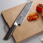 Santoku-Messer Damaststahl Premium Ebenholz / Santoku knife Damascus steel premium ebony – Bild 2